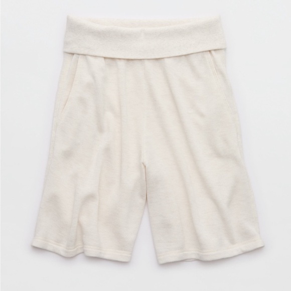OFFLINE By Aerie Keep It 100 Terry Foldover Long Shorts - Oatmeal - Picture 3 of 6
